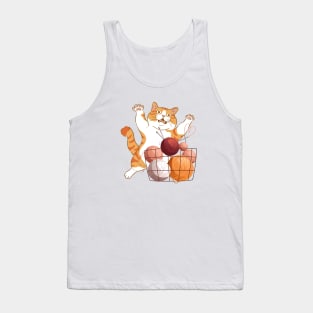 Funny  cute kitty kitten Crochet Yarn Crazy Cat Tank Top